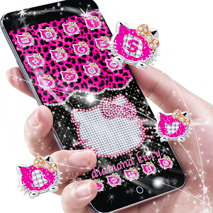 Download Pink Black Diamond Kitty Leopard Theme For PC Windows and Mac