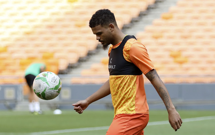 Lyle Foster trains for Bafana Bafana at FNB Stadium on March 20 2023 ahead of their African Cup of Nations qualifying matches against Liberia.