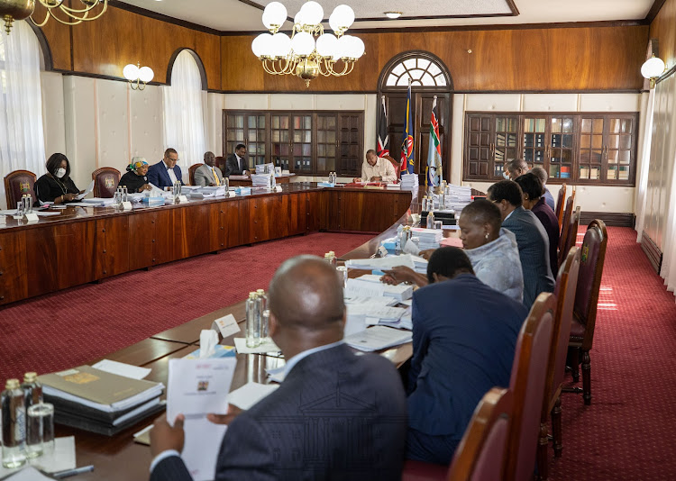 President Uhuru Kenyatta chairing a Cabinet meeting at State House, Nairobi on May 12, 2022.