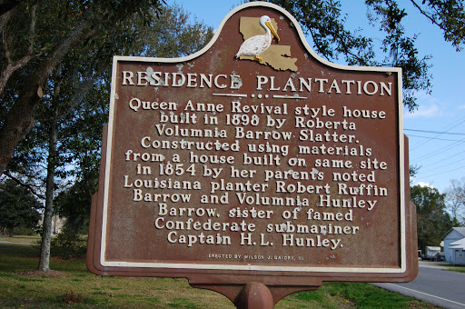 Queen Anne Revival style house built in 1898 by Roberta Volumnia Barrow Slatter. Constructed using materials from a house built on same site in 1854 by her parents noted Louisiana planter Robert...