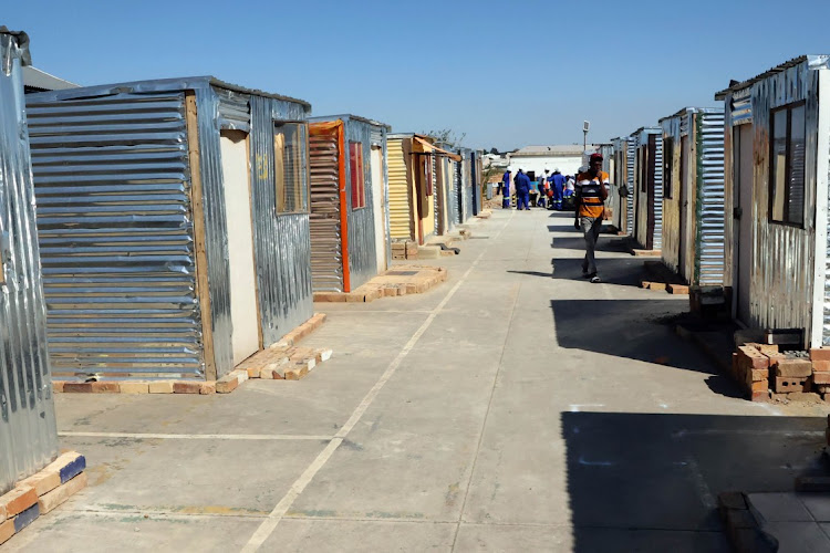 The temporary shelters in Denver, Johannesburg.