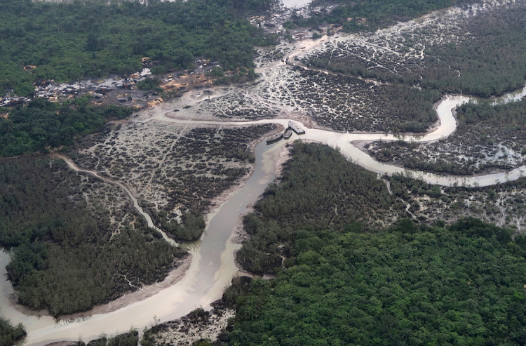 An overview of the Niger Delta where signs of oil spills can be seen in the water, August 1 2018. Picture: RON BOUSSO/REUTERS