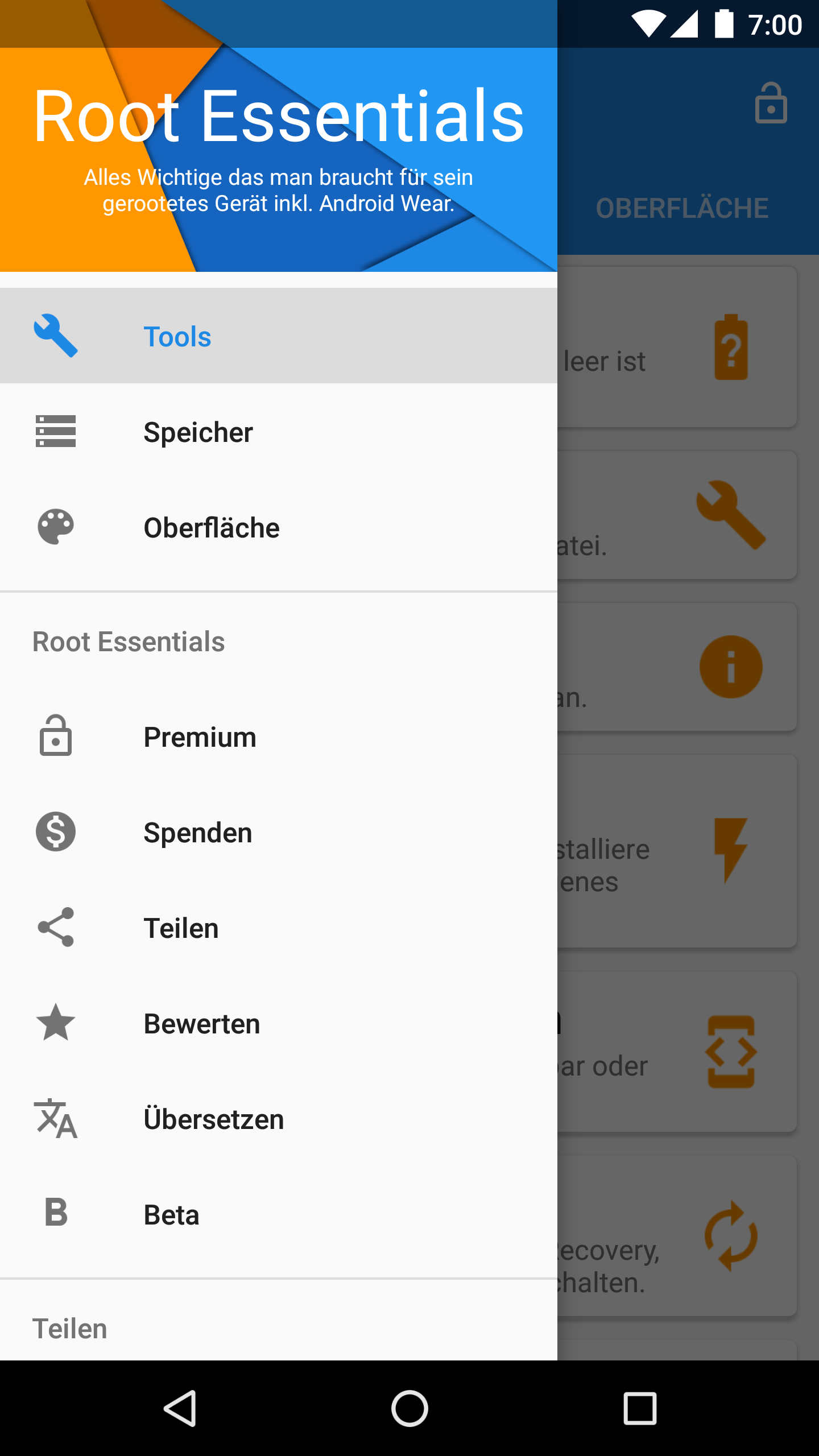 Android application Root Essentials screenshort