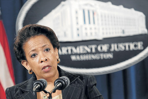 SEQUEL TO MASSACRE: US attorney-general Loretta Lynch has announced a federal grand jury has indicted suspected white supremacist Dylann Roof on hate-crime and other charges. Here, she speaks about the murders of nine African-Americans at an historic Charleston church last month, for which Roof has been charged in South Carolina state Picture: REUTERS
