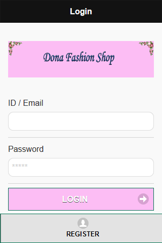 Android application Dona Fashion Shop screenshort