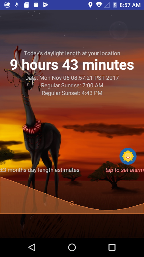 Day Light Length (Solar day at your location) — приложение на Android