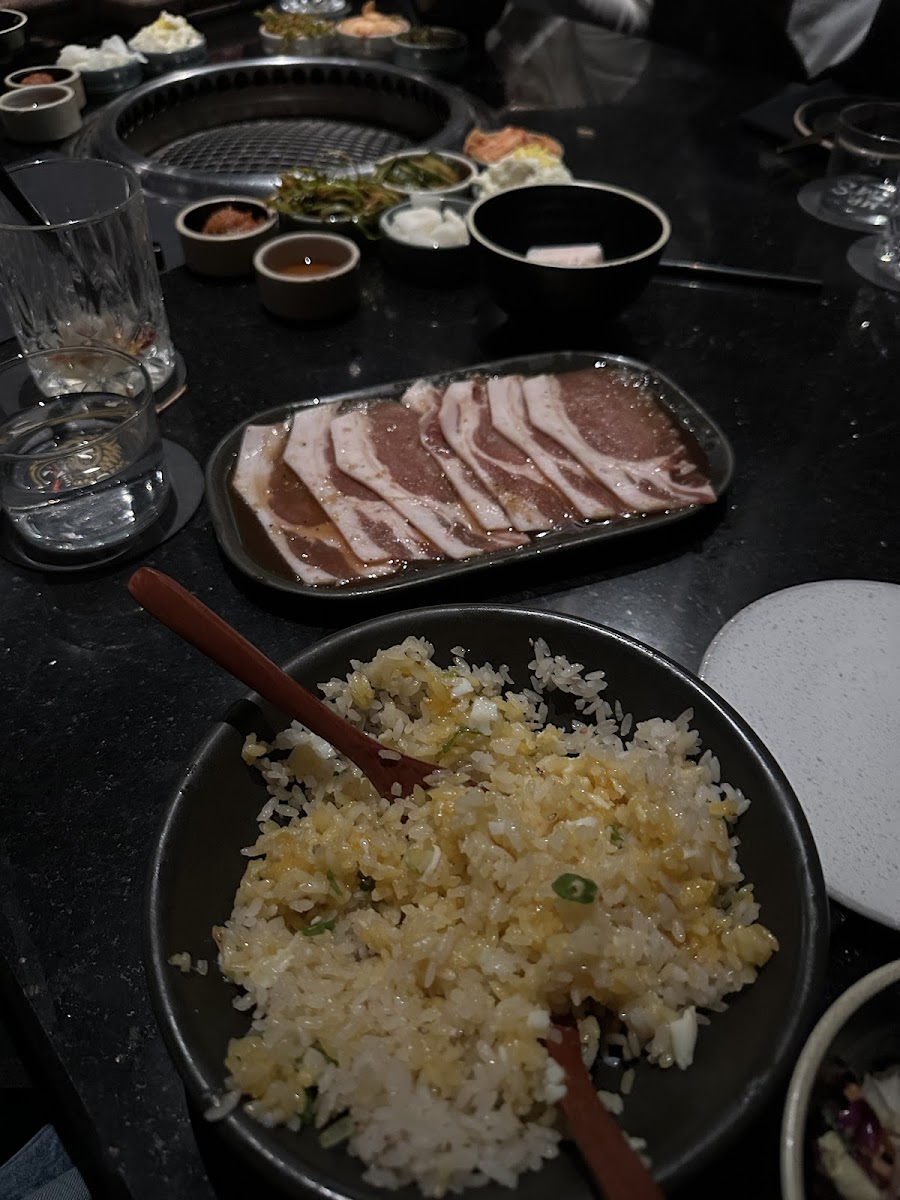 Egg fried rice and pork bulgogi