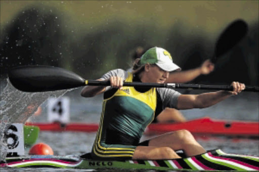 WINDFALL: Bridgitte Hartley of SA during a Women's K1 Class race in London Photo: Clive Mason/Getty Images