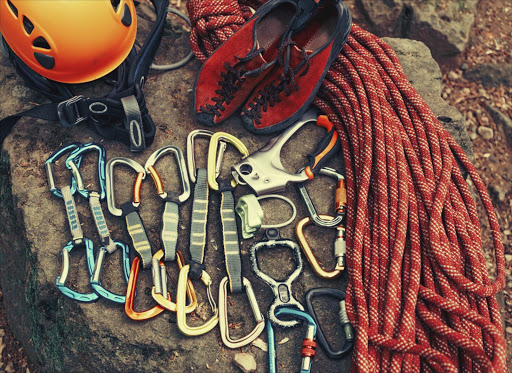 Set of outfit for climbing - Stock image