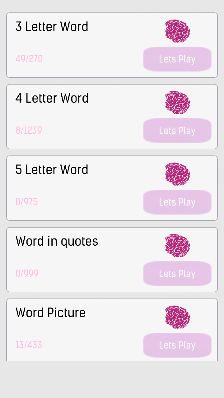 Android application Word Brain Puzzle screenshort