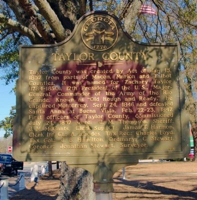 Taylor County was created by Act of Jan. 15, 18522 from parts of Macon, Marion and Talbot Counties. It was named for Zachary Taylor (1784-1850), 12th President of the U.S., Major-General,...