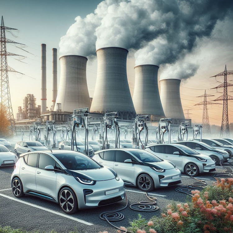 The environmental benefit of battery-powered cars is limited in countries like SA where electric-powered cars are really coal-powered. Picture: DALL-E 3