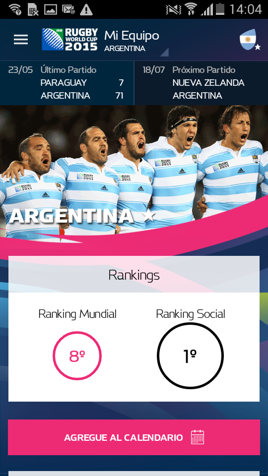 Android application Official Rugby World Cup 2015 screenshort
