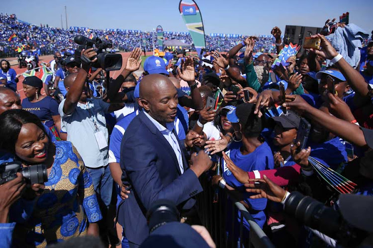 DA leader Mmusi Maimane held his party's final election rally at Dobsonville stadium in Soweto earlier this year. The DA has been scathing about Cyril Ramaphosa's decision to hold his presidential inauguration at Loftus stadium in Pretoria.