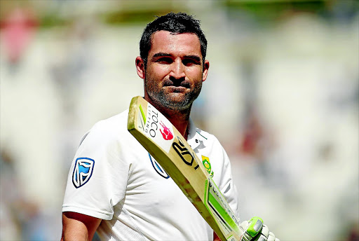 Dean Elgar, seen here raising his bat in the third test against England, has scored two centuries in the past six tests . / ANDREW COULDRIDGE