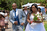 Mafori and Lillian Mphahlele during their wedding ceremony at Meropa Casino in Polokwane, Limpopo.