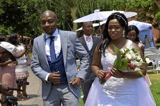 Mafori and Lillian Mphahlele during their wedding ceremony at Meropa Casino in Polokwane, Limpopo.