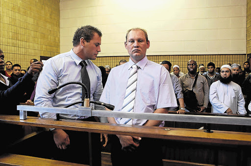 Roedolph Viviers, left, and Zane van Tonder in the Krugersdorp Magistrate's Court. File photo.