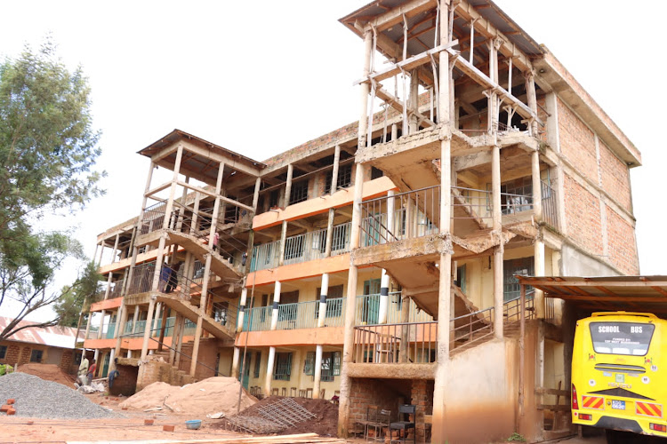 The four storey building that hosts classrooms at Kuura Mixed Secondary school in Nyamira County. The county government has stopped renovation works pending assessement and approvals.