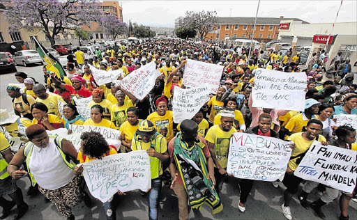 November 10: Hundreds of ANC members in the OR Tambo region marched to the party offices yesterday to demand the ANC national office reconvene their regional conference. The group of ANC protesters are crying foul, claiming that the current leadership elected at the regional conference was not credible