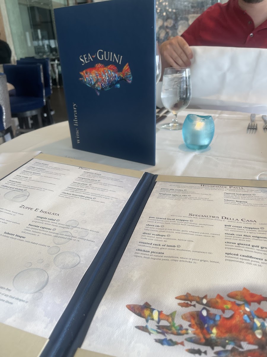 Sea-Guini gluten-free menu