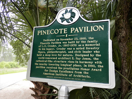 Dedicated on November 23, 1986, the Pinecote Pavilion was built by the family of L.O. Crosby, Jr. (1907-1978) as a memorial to his legacy. Crosby was a noted forestry figure, philanthropist, and...