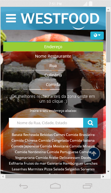 Android application WESTFOOD screenshort