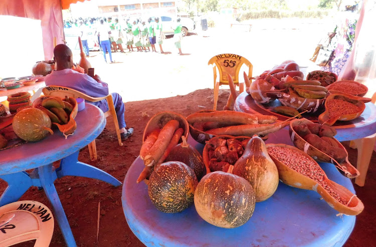 Raw traditional food on display at Thirimu