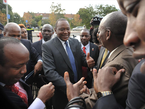A file photo of President Uhuru Kenyatta arriving at the International Criminal Court in THe netherlands. /FILE