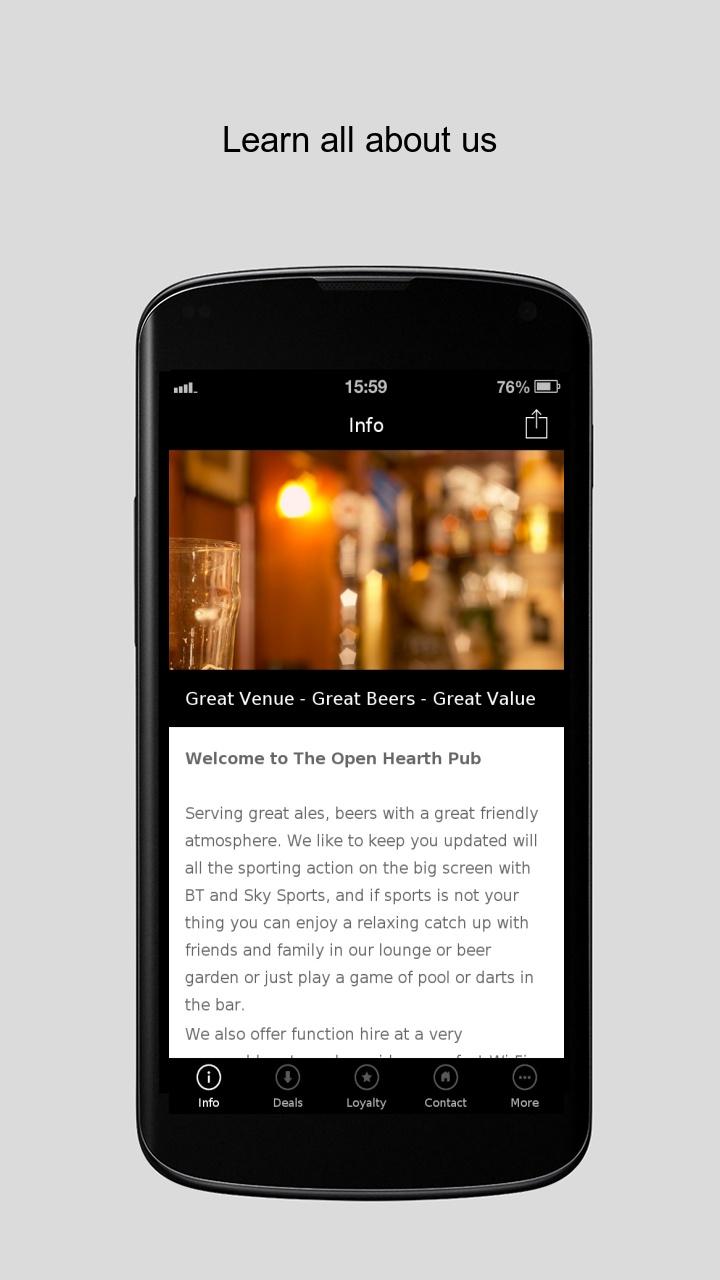 Android application The Open Hearth Pub screenshort