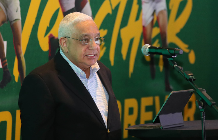 SA Rugby president Mark Alexander during the Springboks' press conference in Pretoria. Picture: BACKPAGEPIX/SAMUEL SHIVAMBU