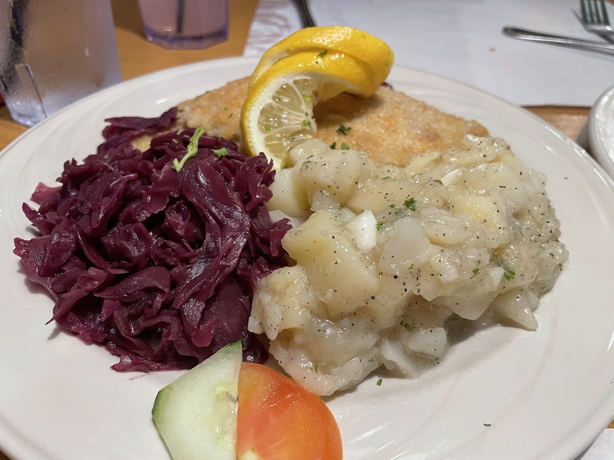 Red cabbage, and German potato salad