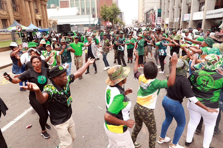 Members of MK celebrates outside the South Gauteng High Court, Johannesburg for Zuma’s MK Party as Electoral Court declares its existence lawful and constitutional.