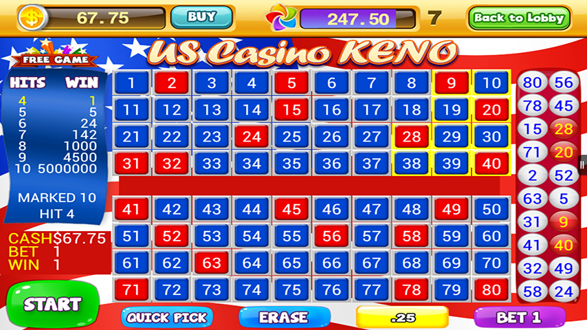 Android application World Casino - Free Keno Games screenshort