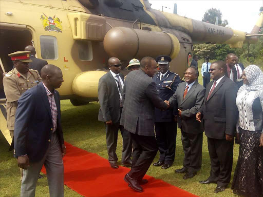 KARIBU SANA: President Uhuru Kenyatta and Deputy President William Ruto in Nyeri county on Wednesday.