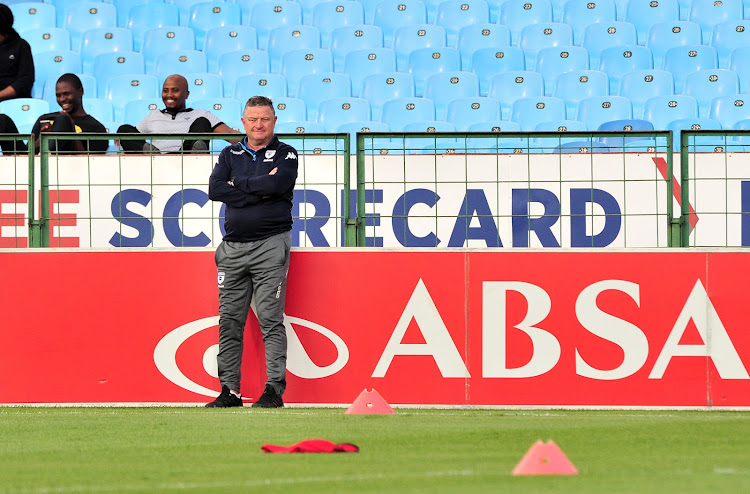 Bidvest Wits' head coach Gavin Hunt looks on during the warm-ups before their Absa Premiership encounter against Mamelodi Sundowns at Loftus Stadium, Pretoria on 14 April 2018.