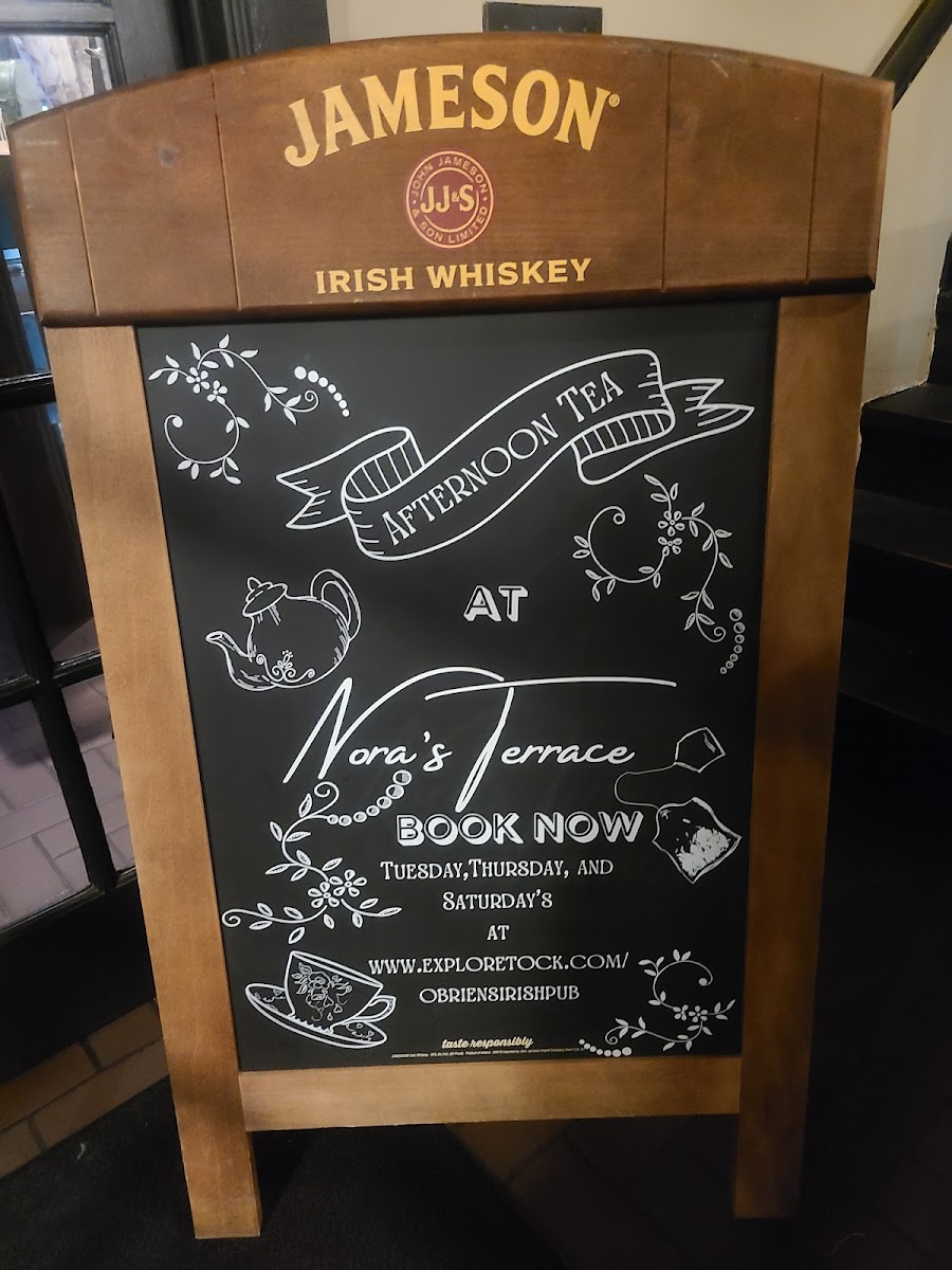 O'Brien's Irish pub and restaurant gluten-free menu