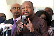 Kenya's Health Cabinet Secretary Mutahi Kagwe speaks at Mbagathi Hospital during the launch of an isolation centre for coronavirus, in Nairobi, Kenya on March 6 2020. 