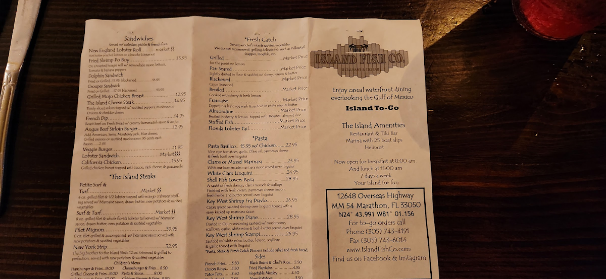 Island Fish Company gluten-free menu