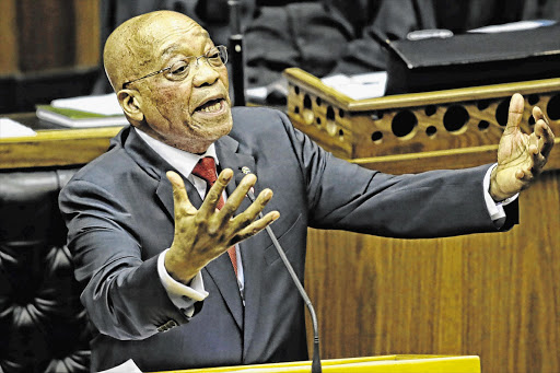 CONFIDENCE REGAINED: President Jacob Zuma during the State of the Nation debate in the National Assembly yesterday. He reprimanded unruly MPs and reassured minorities that South Africa belongs to all who live in it