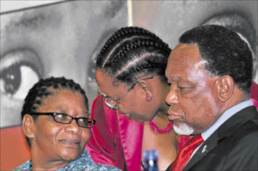 TOP LEVEL: North West premier Thandi Modise and Deputy President Kgalema Motlanthe at the 16 Days of Activism for No Violence Against Women and Children ceremony yesterday. PHOTO: BOITUMELO TSHEHLE