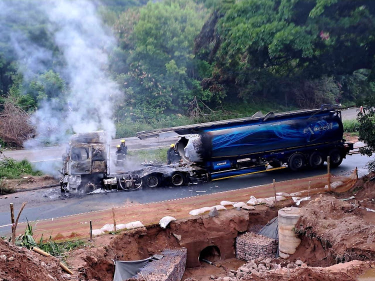 Firefighters responded to a truck on fire on the M7 near Pinetown, west of Durban
