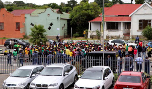 Scores of ANC marchers outside Calata House in King William's Town. Picture: SUPPLIED