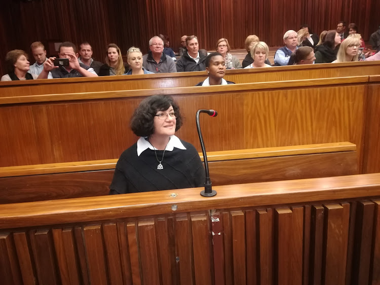High school teacher Marinda Steyn in the dock of the High Court in Johannesburg on May 16, 2018, where was sentenced to a lengthy jail term for her involvement in a killing spree on Gauteng's West Rand.