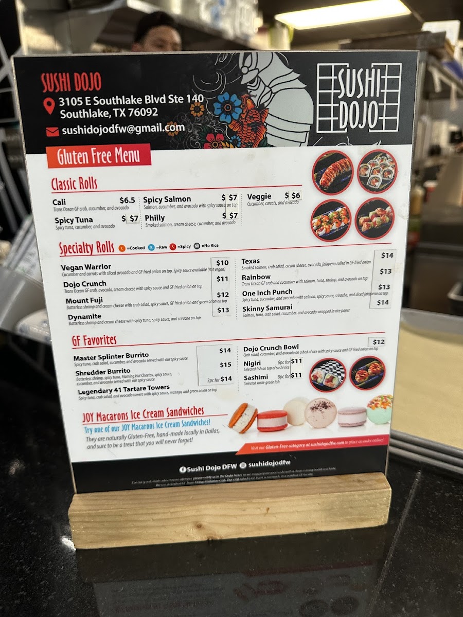 Sushi Dojo gluten-free menu