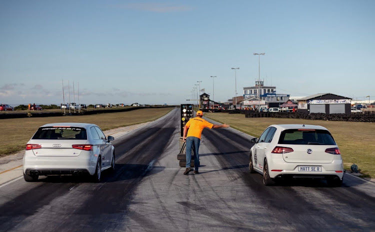 Competitors line up on the drag strip at Aldo Scribante Raceway