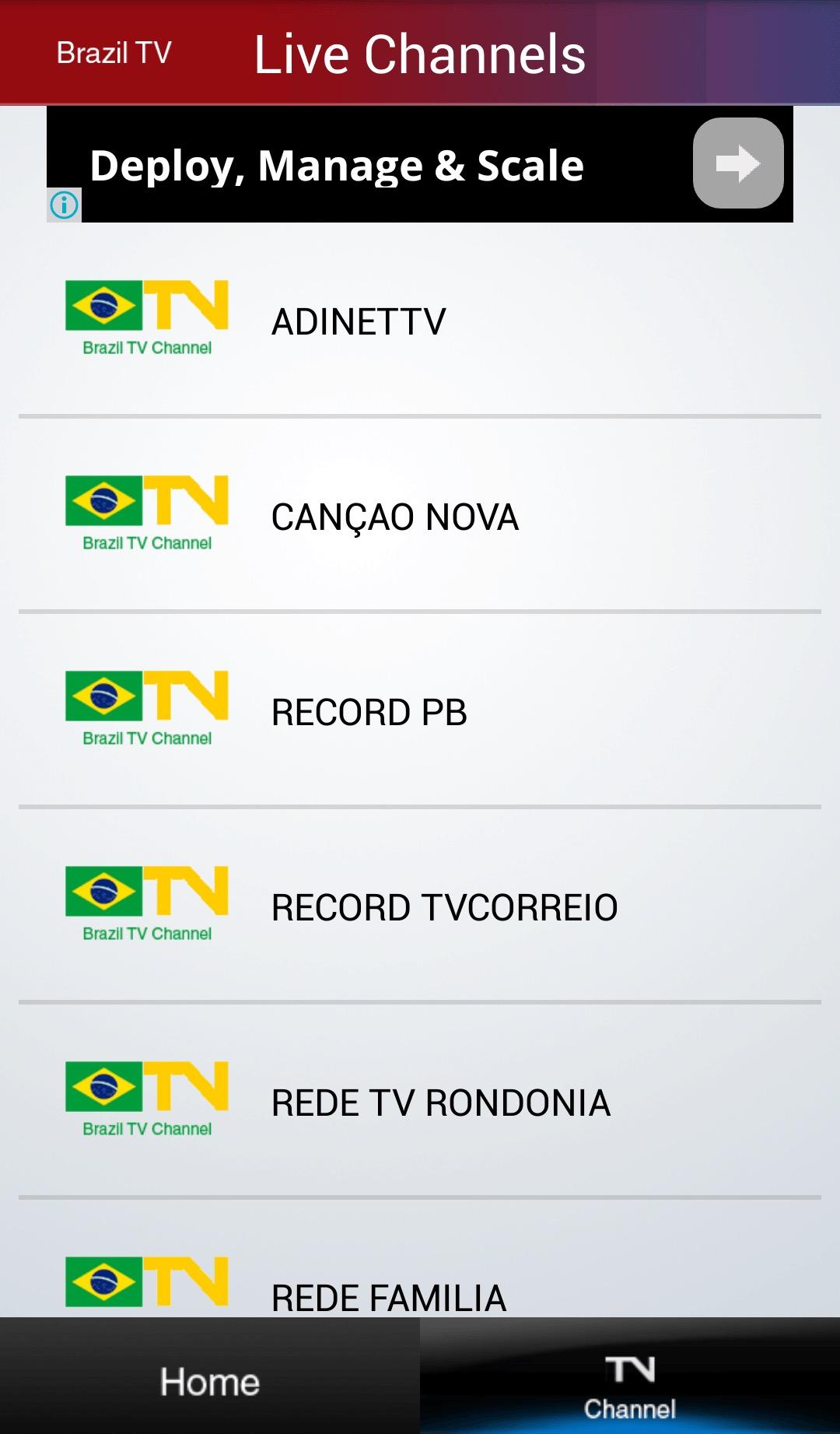 Android application Watch Live TV from Brazil screenshort