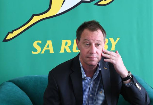 Jurie Roux SARU CEO during the SA Rugby and FlySafair media briefing at O.R. Tambo International Airport on March 29, 2017 in Johannesburg, South Africa.