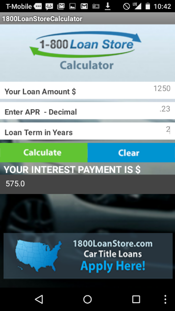 Android application Amortization Calculator screenshort