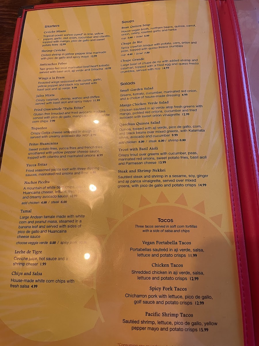 Cafe Cusco gluten-free menu